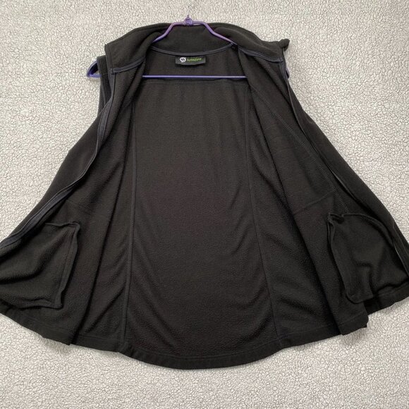 Active Zone Vest Women's Size 2X Full Zip Up Side Pockets Fleece Black Sleeveles - Picture 8 of 9